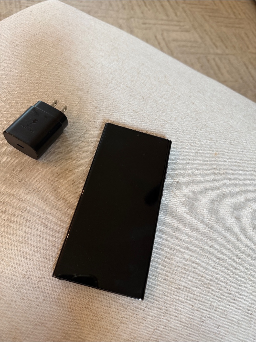 Samsung Black Smartphone with USB Wall Charger
